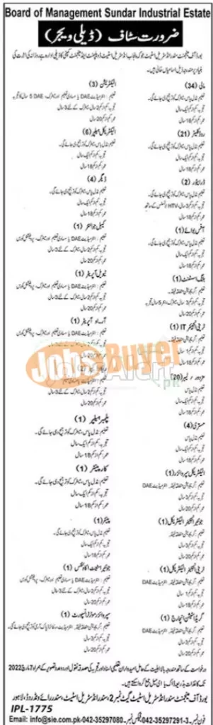 New Govt Jobs in Lahore Sundar Industrial Estate