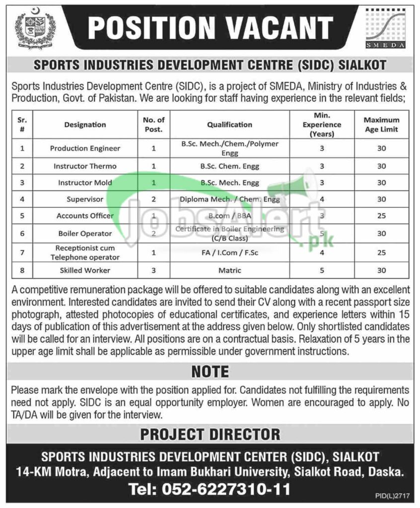 Govt Jobs in SMEDA Latest Advertisement 2022
