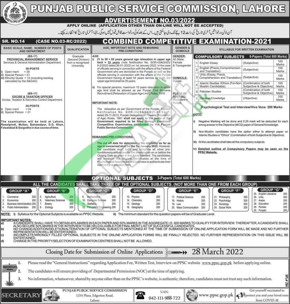 PPSC Jobs Advertisement 2022
