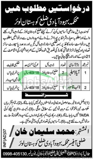 Population Welfare Department Jobs Advertisement 2022