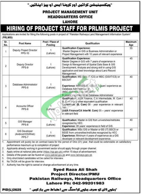 Pakistan Railways Jobs Latest Advertisement 2022