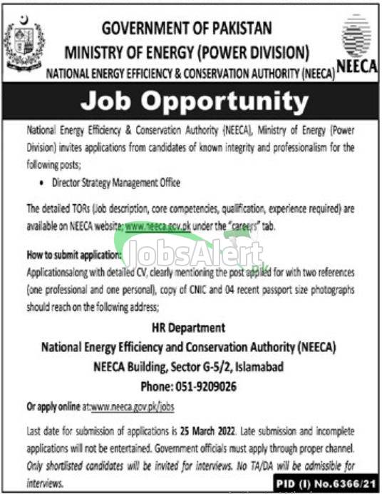 New Govt Jobs in Pakistan at National Energy Efficiency & Conservation Authority